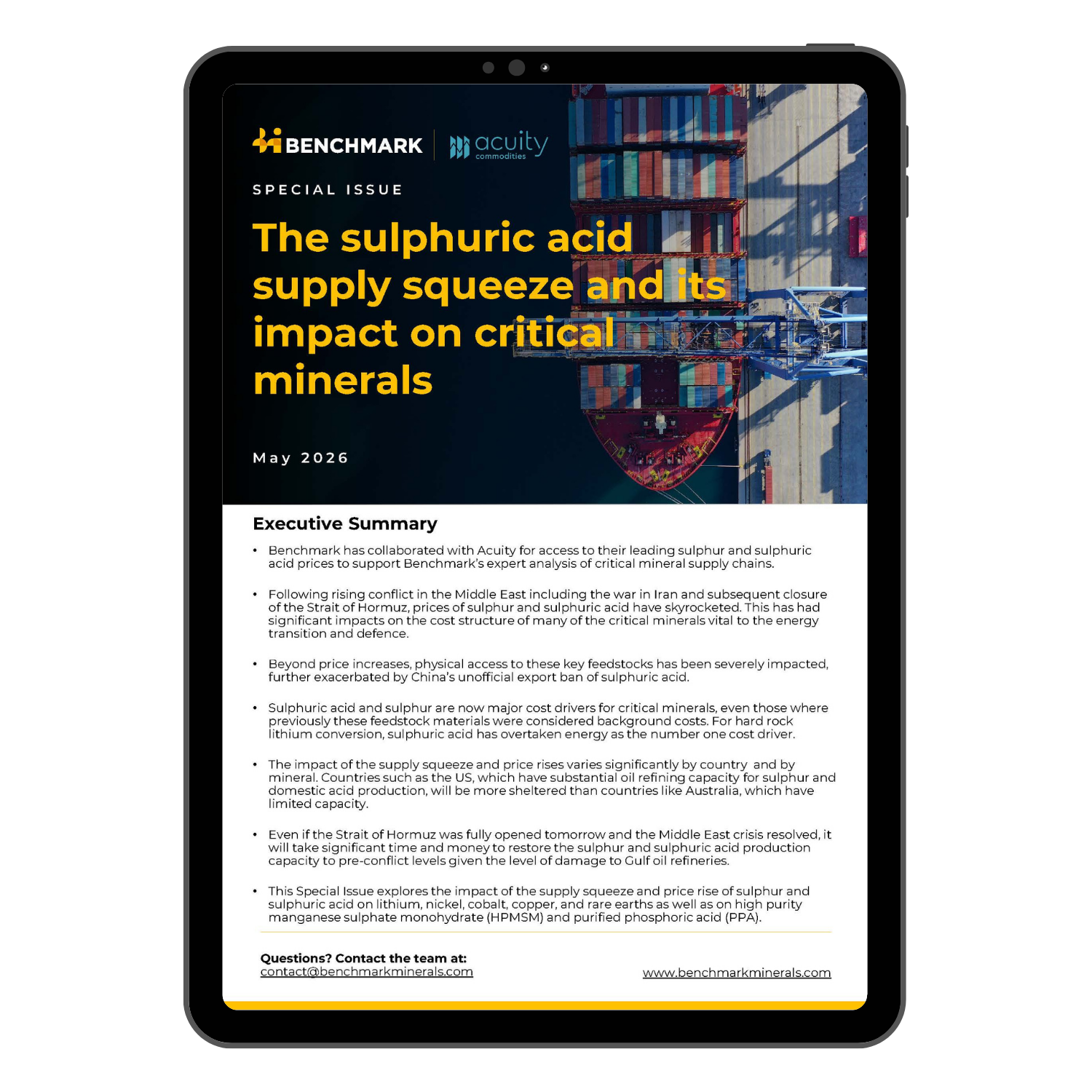 The sulphuric acid supply squeeze and its impact on critical minerals